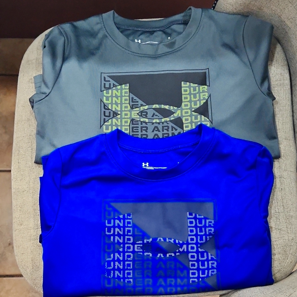2 boys Under Armour long sleeve tees